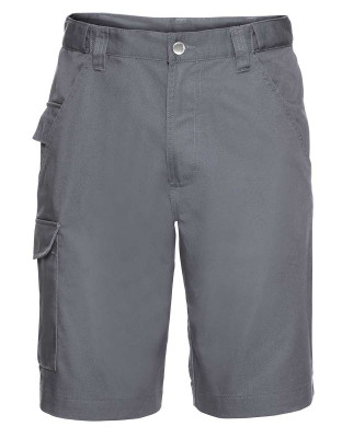 Arbeitshose kurz Herren in Grau mit Taschen und elastischem Bund – ideal für Sommer und Handwerk