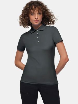 Damen Poloshirt anthrazit mit kurzer Knopfleiste für Pflege und Verkauf