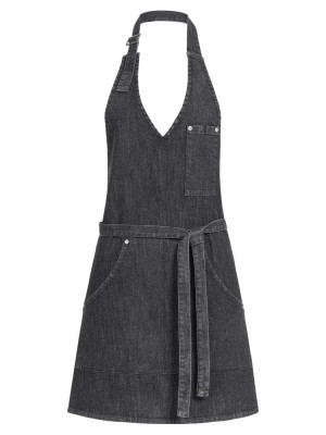 Damen Jeans Latzschürze Schwarz