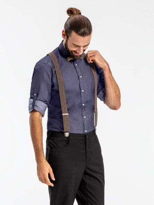 Hosenträger für Jeans in Braun mit Klippverschluss, ca. 3,5 cm breit, ideal für Denim-Outfits