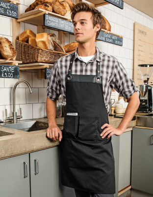 Bib Apron Espresso with Faux Leather