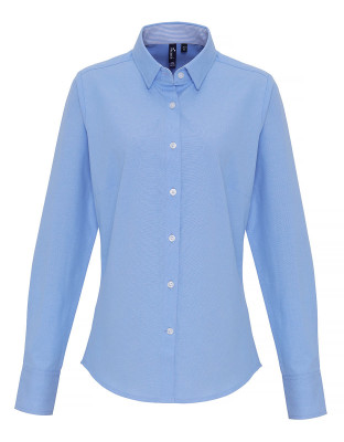 Bluse hellblau gestreifter kragen