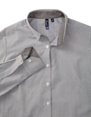 Bluse grau-weiß gestreift