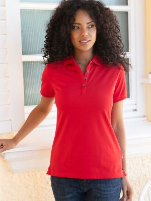 Rotes Polo Shirt Damen – atmungsaktiv, tailliert, funktional für Arbeit & Freizeit