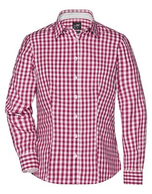 Karo Bluse weinrot-weiß