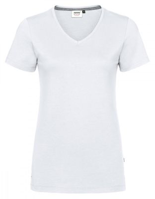 Damen T-Shirt in Weiß mit V-Ausschnitt – klassisch, tailliert und funktional