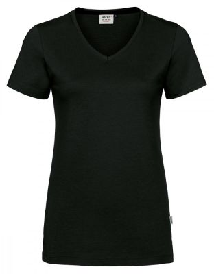 Damen T-Shirt in Schwarz mit V-Ausschnitt – klassisch, tailliert und vielseitig kombinierbar