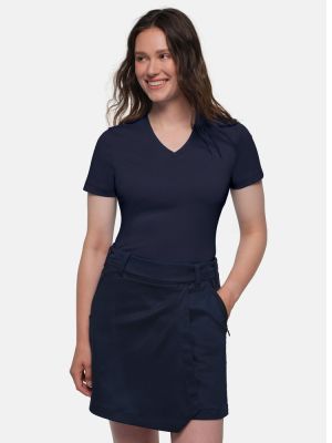 Damen T-Shirt in Dunkelblau mit V-Ausschnitt – figurbetont, elegant und funktional