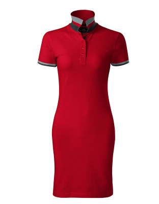 Polokleid Damen in Rot – tailliert, mit Kontrastdetails und Kragen im Polo-Stil aus 100 % Baumwolle