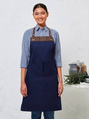 Bib Apron Espresso with Faux Leather