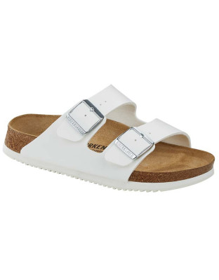 Birkenstock Superlauf Damen Weiß – rutschhemmende Berufssandale mit Korkfußbett