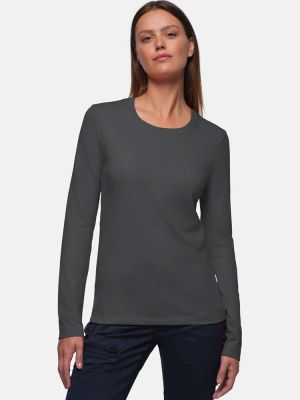 Graues Longsleeve Damen von Hakro – Regular Fit, XS–6XL, pflegeleicht, bestickbar & bedruckbar
