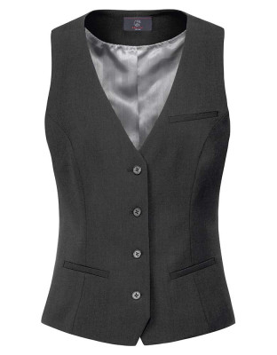 Damen Business Weste Dunkelgrau Regular Fit mit Stoffrücken und Taschen für Büro, Verkauf und Events