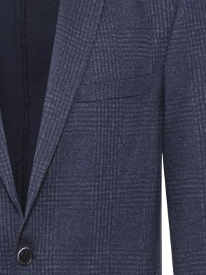 Herren Jersey Sakko Glencheck Dunkelblau – Regular Fit, sportlich-elegantes Sakko mit dezentem Glencheck-Muster, Zwei-Knopf-Verschluss, aufgesetzten Taschen und Seitenschlitzen, ideal für Business, Büro, Verkauf und Gastronomie