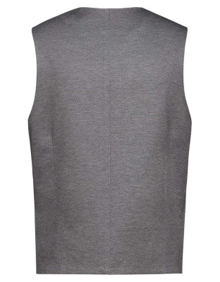Herren Jersey Weste Grau Meliert – Regular Fit, 5-Knopf-Leiste, Leistentaschen, weicher Jersey-Stoff mit Stretch, Business- und Freizeitweste für Büro, Verkauf, Gastronomie