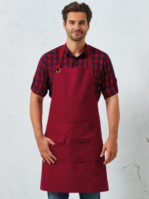 Latzschürze mit Taschen Weinrot