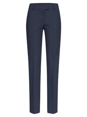 Dunkelblaue Anzughose für Damen mit geradem Schnitt, mittlerer Leibhöhe und Hakenverschluss – elegante Business-Hose für Büro und Meetings