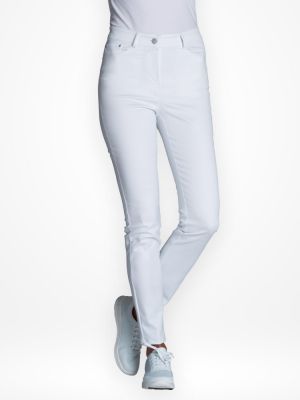 Weiße Damen Stretchhose Arbeit