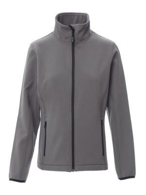 günstige Damen Softshelljacke in Grau mit wasserabweisender Beschichtung, 2-Wege-Reißverschluss und elastischen Ärmelbündchen