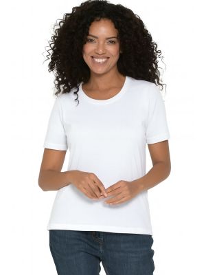 Weißes Damen T-Shirt mit Rundhals, tailliert, für Beruf & Freizeit