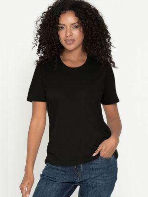Schwarzes Damen T-Shirt mit Rundhals, tailliert, für Beruf & Freizeit