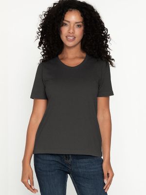 Anthrazit Damen T-Shirt mit Rundhals, tailliert, für Beruf & Freizeit