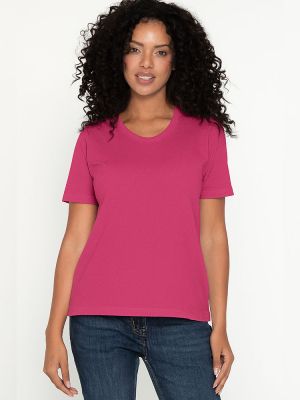 Pinkes Damen T-Shirt mit Rundhals, tailliert, für Beruf & Freizeit