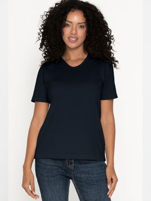 Dunkelblaues Damen T-Shirt mit Rundhals, tailliert, für Beruf & Freizeit