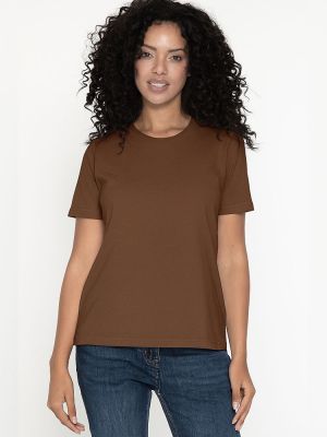 Braunes Damen T-Shirt mit Rundhals, tailliert, für Beruf & Freizeit