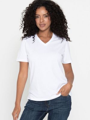 Weißes Damen T-Shirt V-ausschnitt