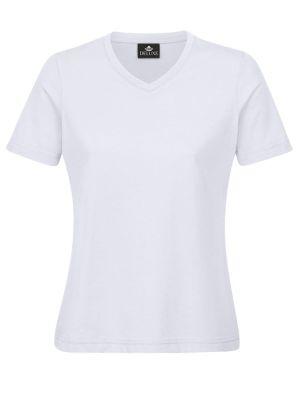 Weißes Damen T-Shirt V-ausschnitt
