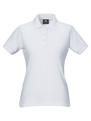 Weißes Poloshirt Damen – tailliertes Piqué, XS–5XL, 60 °C, pflegeleicht & formstabil