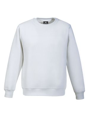 Weißes Unisex Sweatshirt, gerade geschnitten, mit Rippstrickbündchen
