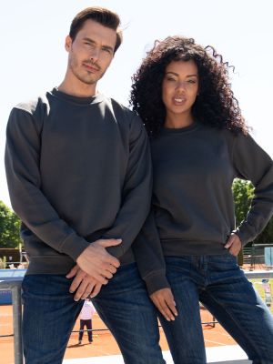 Anthrazit Unisex Sweatshirt, gerade geschnitten, mit Rippstrickbündchen