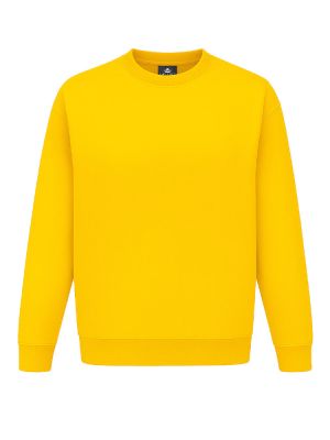 Gelbes Unisex Sweatshirt, gerade geschnitten, mit Rippstrickbündchen