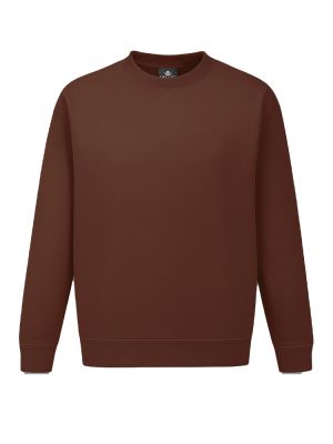 Braunes Unisex Sweatshirt, gerade geschnitten, mit Rippstrickbündchen