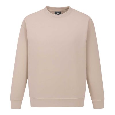 Beiges Unisex Sweatshirt, gerade geschnitten, mit Rippstrickbündchen