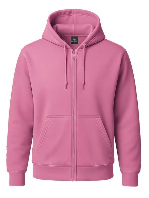 Pinke Kapuzen-Sweatjacke, gerade geschnitten, mit Kängurutaschen und Kapuze