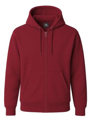 Bordeaux Kapuzen-Sweatjacke, gerade geschnitten, mit Kängurutaschen und Kapuze