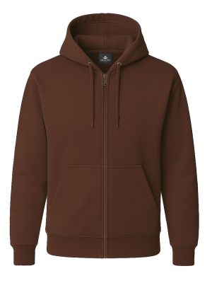 Braune Unisex Kapuzen-Sweatjacke, gerade geschnitten, mit Kängurutaschen und Kapuze