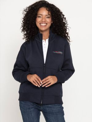 Schwarze Unisex Sweatjacke ohne Kapuze – pflegeleicht, warm & ideal für Arbeit & Teamwear