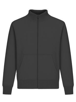 Anthrazit Unisex Stehkragen-Sweatjacke, gerade geschnitten, mit Stehkragen und Seitentaschen