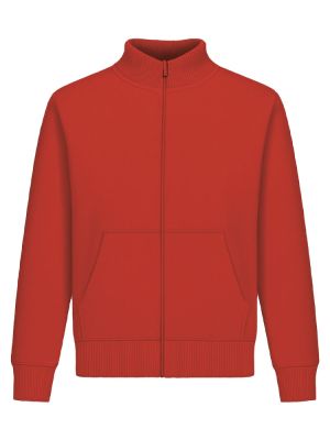 Rote Sweatjacke mit Stehkragen aus softem Baumwoll-Polyester-Mix, Unisex Regular Fit, COMO Deluxe