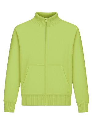 Grüne Stehkragen-Sweatjacke, gerade geschnitten, mit Stehkragen und Seitentaschen