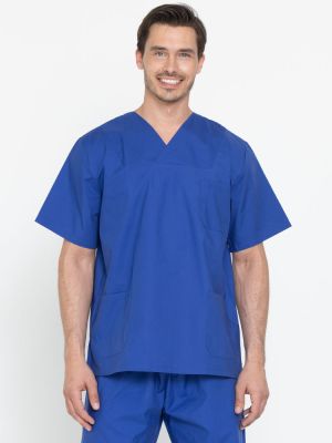 Unisex Pflegekasack in Blau mit Taschen – COMO Deluxe Serie, bequem, hygienisch waschbar, ideal für Pflegepersonal und medizinisches Fachpersonal