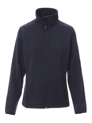 Taillierte Damen Softshelljacke in Marine mit wasserabweisender Beschichtung, 2-Wege-Reißverschluss und elastischen Ärmelbündchen