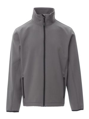 Taillierte Herren Softshelljacke in Grau mit wasserabweisender Beschichtung, 2-Wege-Reißverschluss und elastischen Ärmelbündchen – ideal für Gastronomie, Hotel und Verkauf.