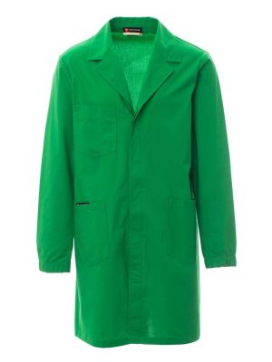 grüner Herren Laborkittel mit Reverskragen, Taschen und verdeckter Knopfleiste