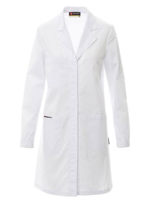 Taillierter Laborkittel für Damen in Weiß mit Taschen und Reverskragen