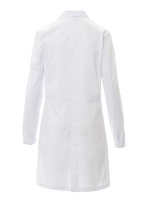 Taillierter Laborkittel für Damen in Weiß mit Taschen und Reverskragen